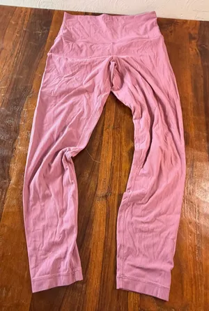 Lululemon High Rise Ribbed Leggings Mauve Pink Size 8 Activewear Yoga Pants thumbnail 1