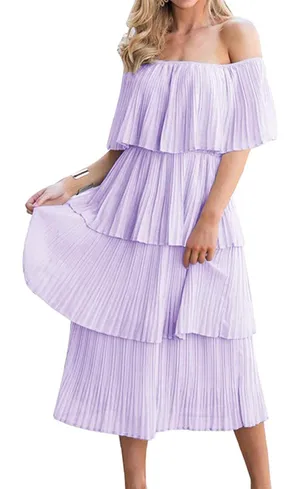 Amazon Purple Tiered Ruffle Dress thumbnail 1