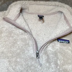 Patagonia Womens Size Large Los Gatos 1/4 Zip Fleece Pullover Ivory Sherpa thumbnail 7