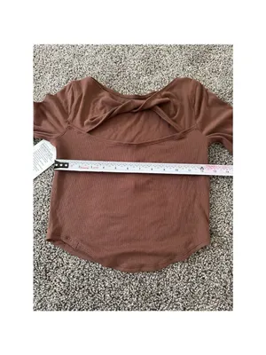 Lululemon Dark Brown Modal Silk Twist Back Long Sleeve Shirt Size 2 thumbnail 4