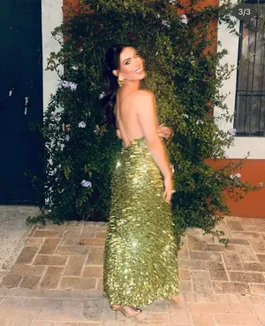 Zara Green Sequin Gown Maxi Dress Holiday Party Evening Festive Christmas thumbnail 5