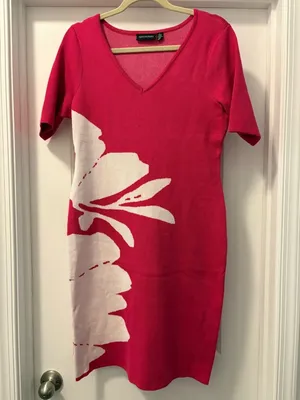 Nina Leonard Floral V-Neck Dress Size Large NWOT thumbnail 1