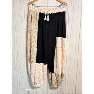 POL Boho Patchwork Balloon Wide Leg Pants, XL, Black Multi Jogger Style thumbnail 4