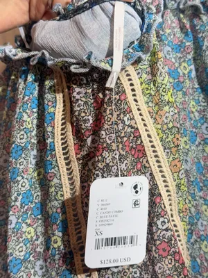 NWT Free People Costa Printed Halter Ruffle Ladder Lace Tank Top XS thumbnail 8