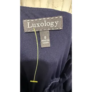 NWT Luxology Dress Womens Size 4 Navy Blue Lace Overlay Spaghetti Strap‎ Midi thumbnail 5
