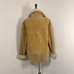 Vintage Tan Suede Leather Shearling Lined Jacket Sz M thumbnail 4