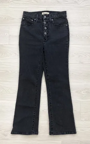 Madewell Women's High-Rise Bootcut Denim Jeans Button Fly Black 24 thumbnail 1