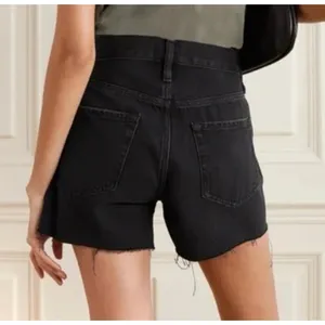 FRAME Denim Black Grayridge Le Simone Fringe Raw Hem Jean Shorts Size 27 thumbnail 2