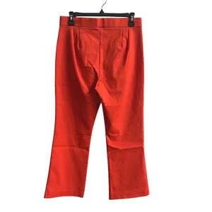 Zara Trousers Womens Large Orange Red Ankle Cropped Flare High Rise Slim Pants thumbnail 5