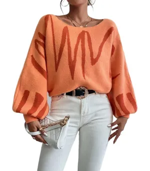 Amazon Orange Abstract Sweater thumbnail 1