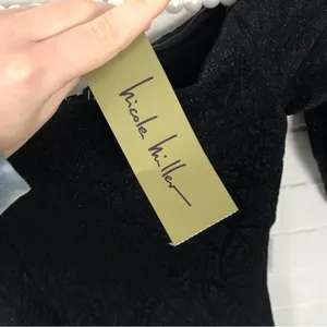 NWT Nicole Miller Collection Off The Shoulder Black Shimmer Dress SAMPLE thumbnail 9