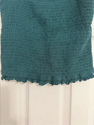 Abercrombie & fitch green smocked tank top ruffle top & bottom size large crop thumbnail 5
