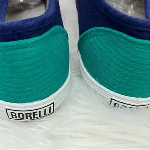 Borelli Retro 80’s Style Color-block Canvas Sneakers Lace Up Purple Navy Teal 8 thumbnail 3