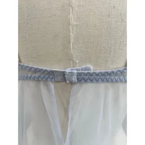 Source Unknown Y2K Fairycore Blue Sheer Babydoll Lingerie Dress Embroidered Mesh Y2K‎ M thumbnail 7