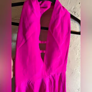 Amanda Uprichard Fuchsia Halter 100% Silk Dress colorful mini halter designer S thumbnail 4