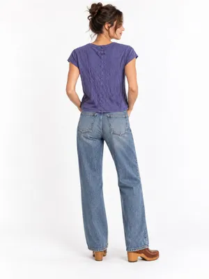 Sigrid Olsen 100% Linen Purple V Neck Short Sleeve Casual Top Blouse Size Medium thumbnail 3