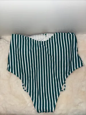 CUPSHE Striped One Piece Swimsuit w Boho Crochet Trim Women’s Large L thumbnail 7
