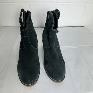HUSH PUPPIES‎ Black Suede Leather HANNAH Western Heeled Boots Size 8 thumbnail 2