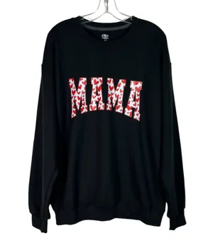 Athletic Works Mama Black Oversized Graphic Print Crewneck Sweatshirt Mother Mom Large NWT thumbnail 1