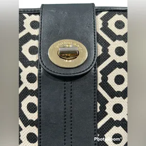 Spartina Convertible Crossbody Bag in Black/White Seagrass Fabric/leather trim thumbnail 2