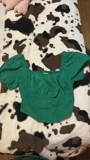 Green Corset Top Japna Puff Sleeve thumbnail 2