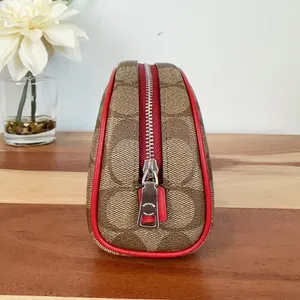 Coach NWT Dome Cosmetic Bag In Signature Canvas With Wild Strawberry thumbnail 2