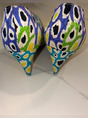Escada Vintage Animal Print Leather Slingback Heel 7.5 thumbnail 4