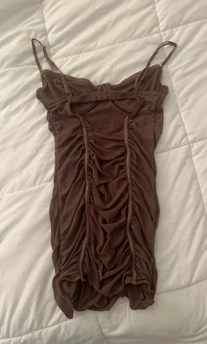 Princess Polly Brown Tan Mesh Ruched Lingerie Slip Bodycon Going Out Party Club Dress thumbnail 6