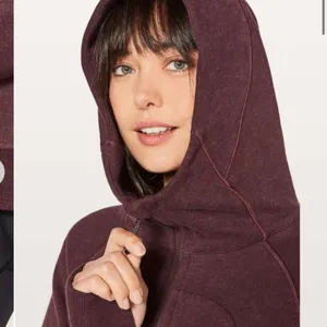 Lululemon zip up Scuba Classic Cotton Fleece Heathered Bordeaux Drama size‎ 4 thumbnail 3