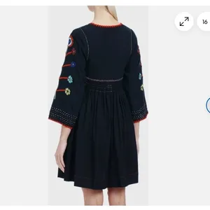 Ulla Johnson Masha Floral Embroidered Silk Pleated Tunic Dress Midnight Size 2 thumbnail 10