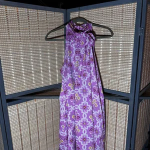 Ann Taylor Lilac Dress with Multicolor Floral Tile Print A-line Halter Dress thumbnail 4