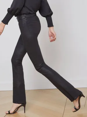 L’agence Selma Coated Bootcut Jean in Noir Black Size 25 thumbnail 3
