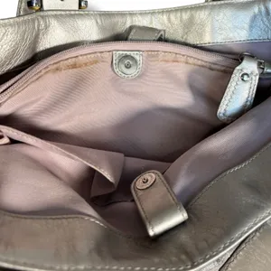 COACH SoHo Signature C Metallic Silver Jacquard Leather Trim Tote Shoulder Bag thumbnail 9