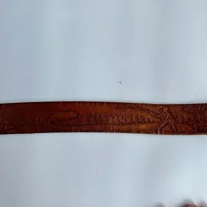 Handcrafted Brown Leather Belt Deer Hunting Mountains Fishing Western Boho Ranch thumbnail 9