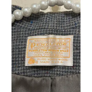 Vintage Pendleton Virgin Wool Blazer Women's Size Large Gray Academia 1950s USA thumbnail 4