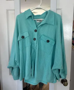 Aqua button down shirt  thumbnail 1