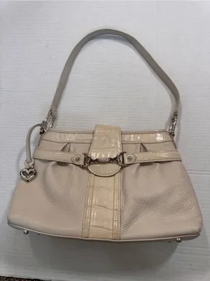 Brighton White Leather Y2K Shoulder Bag Handbag Purse Vintage thumbnail 14