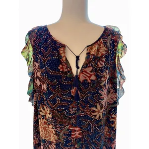 Madewell Boho Floral Ruffle Navy Dress Size XL thumbnail 4