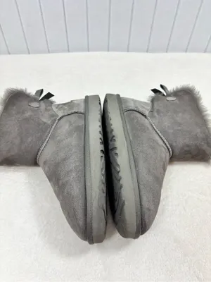 UGG Mini Bailey Bow II GreyShort Suede Shearling Boots size 9 thumbnail 8