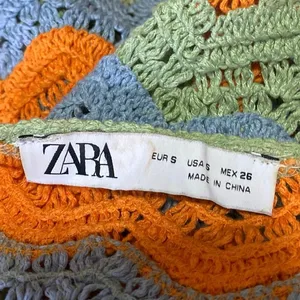 Zara Multicolor Halter Sleeveless Striped Crochet Knit Cutout Mini Dress Size S thumbnail 4