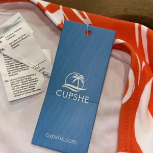 Woman’s Cupshe Palm and Leaf Orange and White Bikini Bottoms Size Medium thumbnail 7