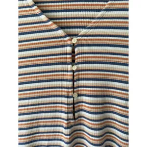Abercrombie & Fitch Sz M Ribbed Striped Quarter Sleeve Button Front Dress Soft thumbnail 5