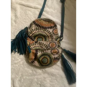 Fringe Bag for Women Boho Crossbody Purse Turquoise Suede Tapestry Western thumbnail 3