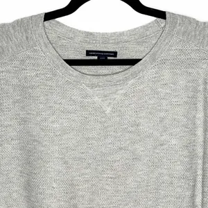 American Eagle Crew Neck Waffle Knit Top Long Sleeve Shirt Grey Size Small thumbnail 3