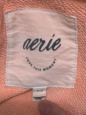 Aerie Bleached Neon Peach V-Neck Drawstring Hoodie Sweatshirt Kangaroo pocket S thumbnail 11