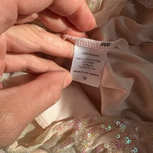 Lucy in the Sky Pale Pink Iridescent Sequin Mini Dress Medium thumbnail 12
