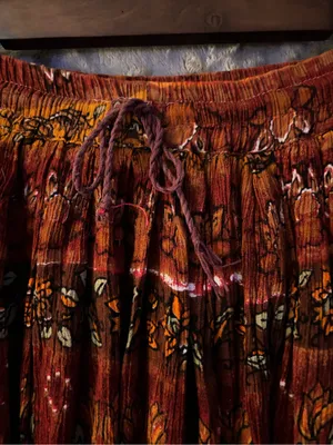 Bohemian Rust Orange Tiered Maxi Skirt Women’s Free Size thumbnail 3