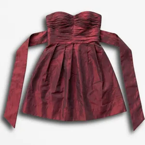Angie Burgundy Iridescent Strapless Cocktail Dress‎ Smocked Back Size S thumbnail 1
