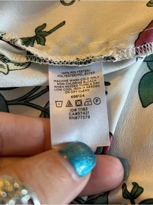 Ann Taylor botanical print sleeveless top with decorative tie size L thumbnail 7