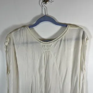 Free People Intimately Ivory Lace Smocked V-Neck High Low Sleeveless Top Romance thumbnail 7